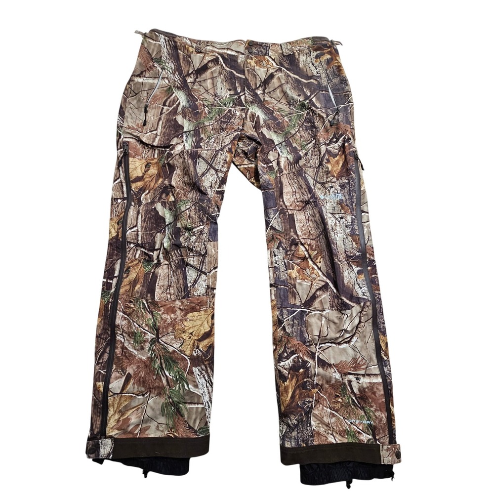 Columbia Hunting Pant Men XXL Camo PHG Omni-Dry Waterproof RealTree AP Zipper *